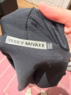Issey Miyake Black Knit Top with Label Detail